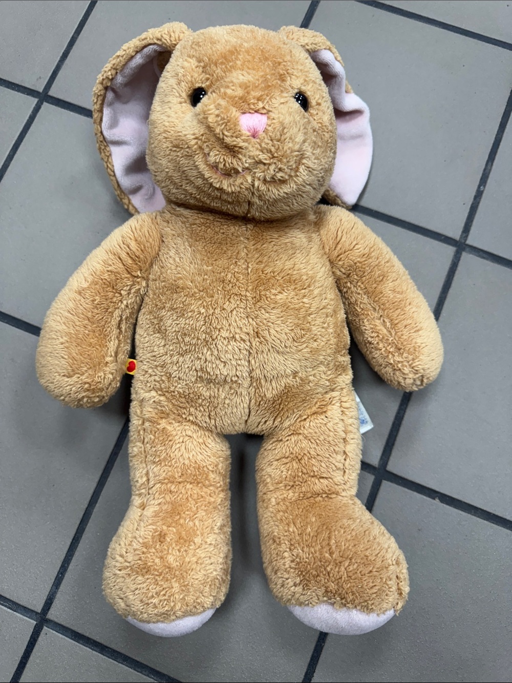 Build-A-Bear Tan Plush Bunny with Pink Ear and Nose Accents